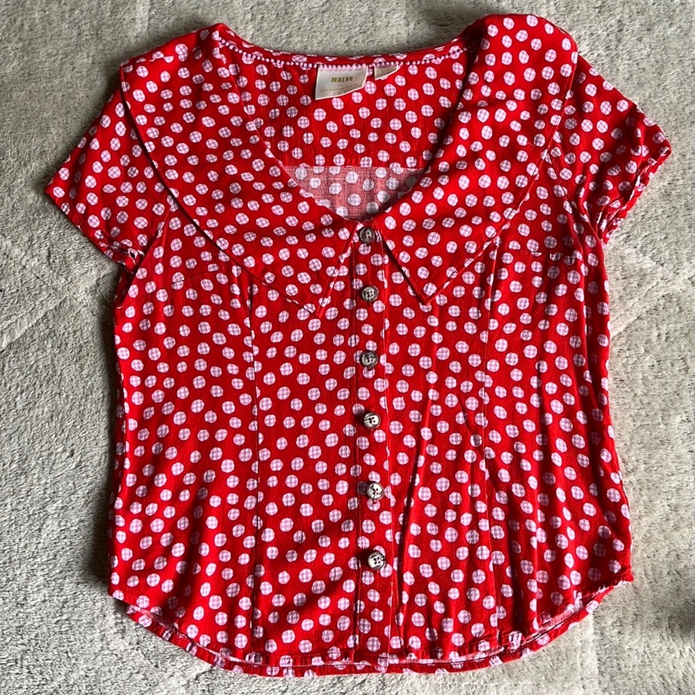 Maeve Red Polka Dot Blouse